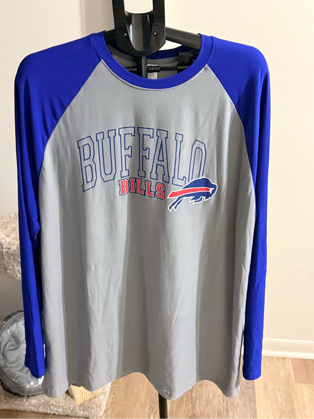 NFL Buffalo Long-Sleeve Raglan Shirt - Gray & Royal Blue